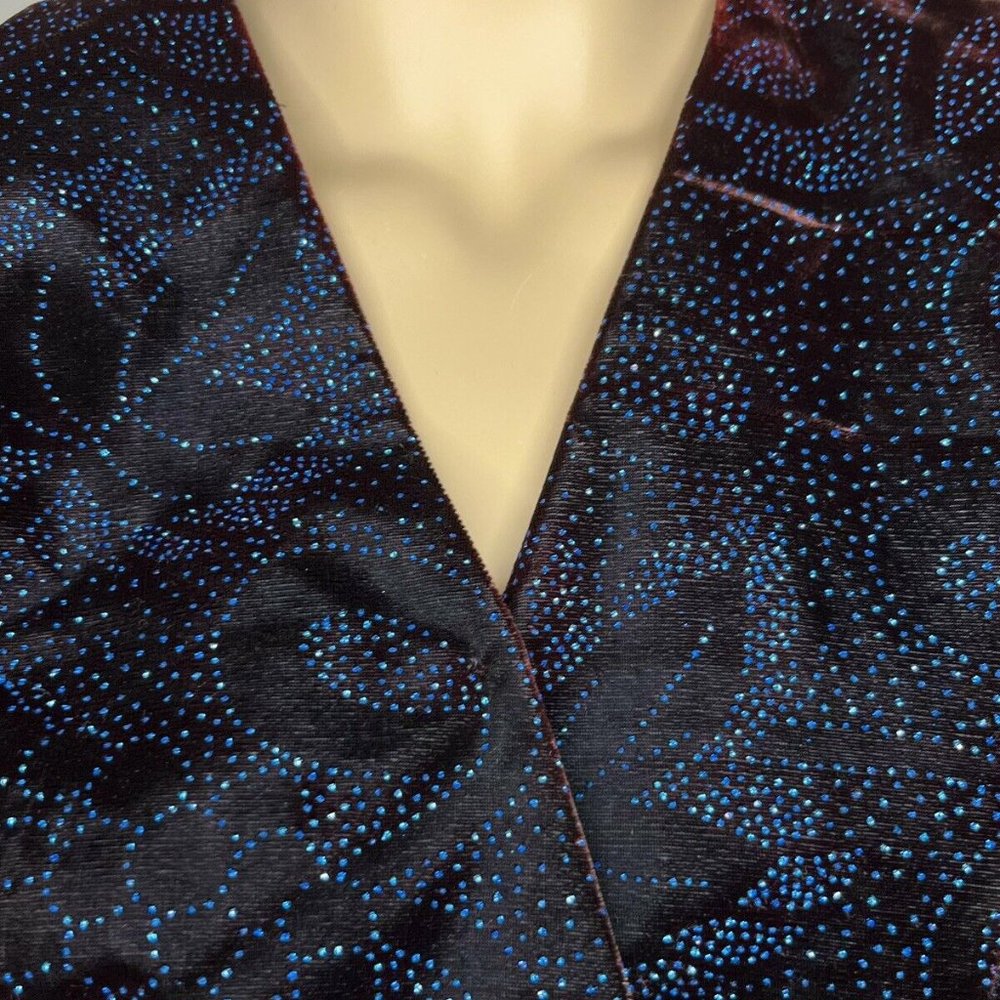 Vintage Scott McClintock Sportswear Blazer Jacket Velvet Blue Puff Sleeve Size 8 - Picture 5 of 10